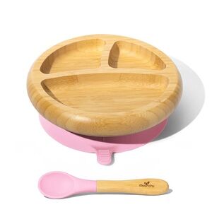 Avanchy's Baby Divided Plate + Spoon | Bamboo & Silicone